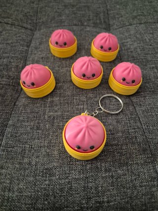 Llavero de Dumpling Rosa Kawaii