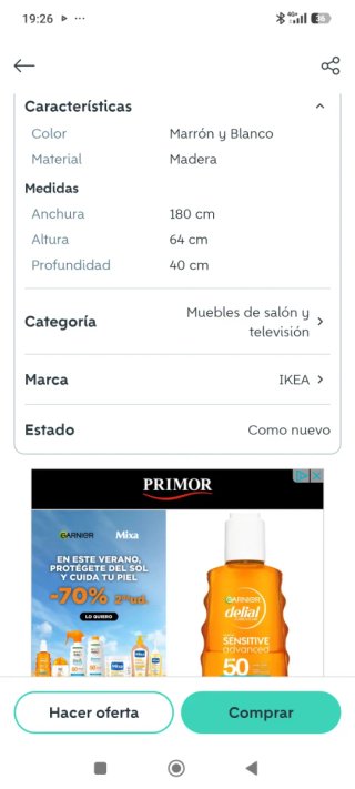 Aparador Ikea. Blanco chapa roble