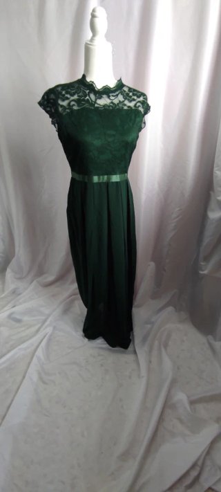 Vestido largo fiesta encaje verde talla L nuevo
