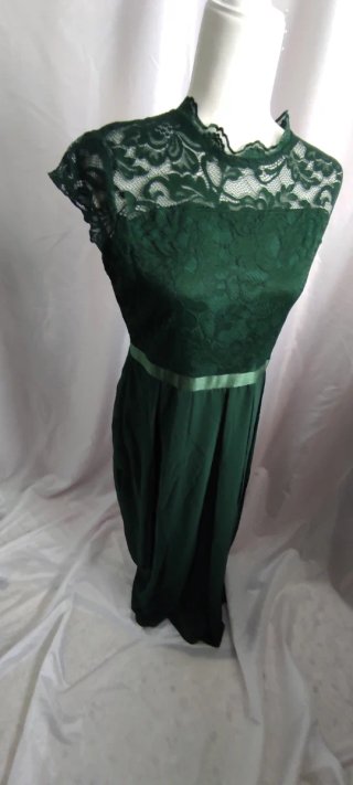 Vestido largo fiesta encaje verde talla L nuevo