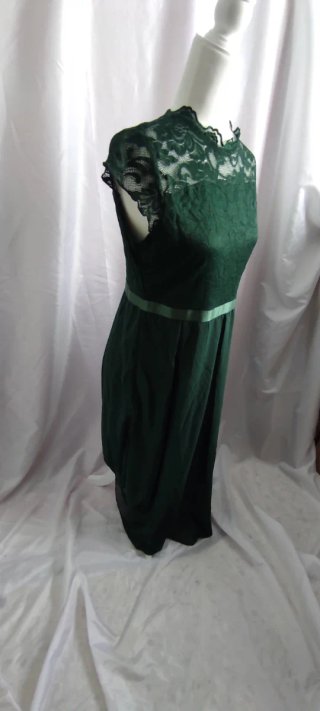Vestido largo fiesta encaje verde talla L nuevo