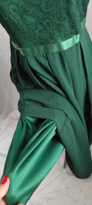 Vestido largo fiesta encaje verde talla L nuevo