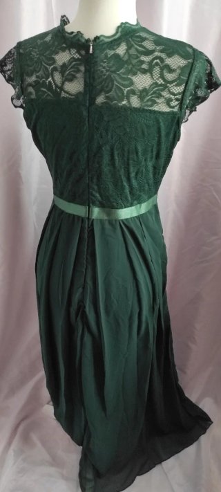 Vestido largo fiesta encaje verde talla L nuevo