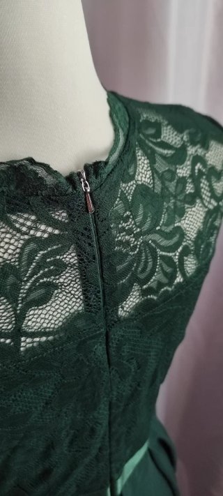 Vestido largo fiesta encaje verde talla L nuevo