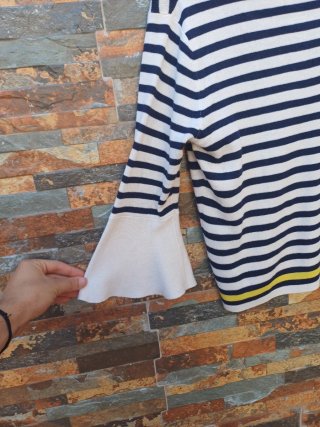 Jersey Mango Rayas Azul Blanco