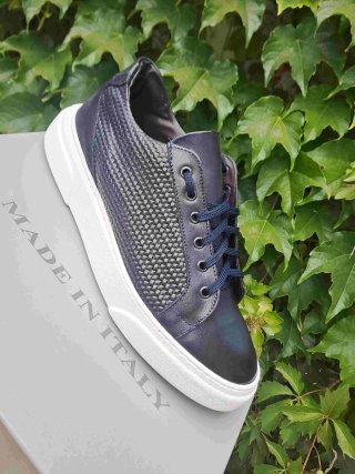 Scarpe uomo pelle blu sneakets 41 42 43 44 italy