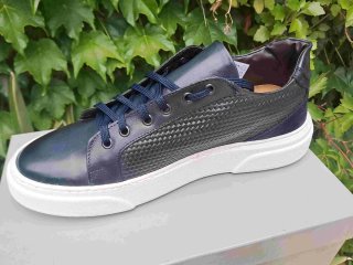 Scarpe uomo pelle blu sneakets 41 42 43 44 italy