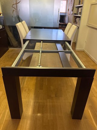 Mueble/mesa/sillas Comedor Bengué Madera Oscura