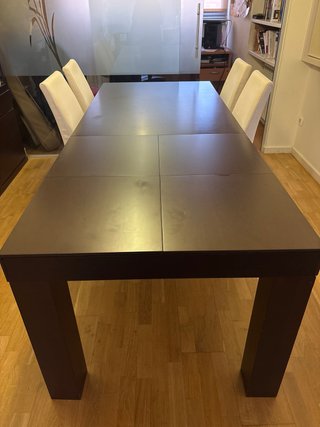 Mueble/mesa/sillas Comedor Bengué Madera Oscura