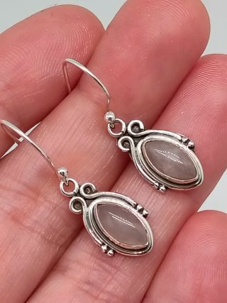Pendientes Plata 925 y Cuarzo Rosa
