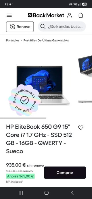 HP EliteBook 650 G9 15"  i7 1.7GHz -SSD 512- 16GB
