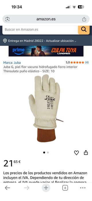 Guantes de trabajo JUBA 411 CFV Talla 10