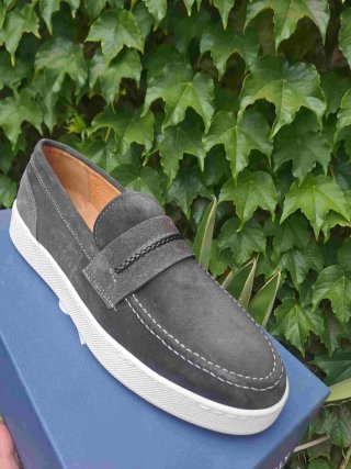 Scarpe uomo pelle mocassino grigio nuove