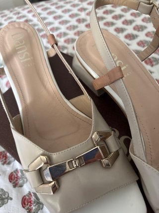 Sandalias Dansi Beige y blanco Mujer