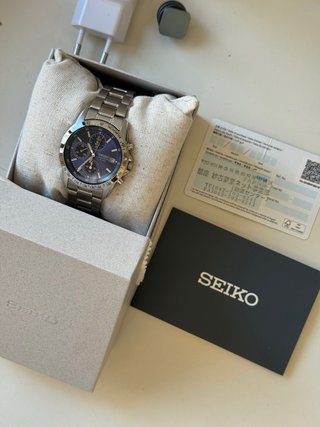 Reloj Seiko Cronógrafo Azul y Plateado