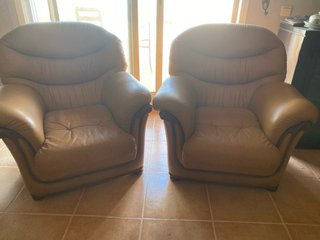 Conjunto 2 Sillones Piel Marrón