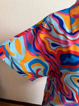 Vestido midi estampado multicolor talla 44