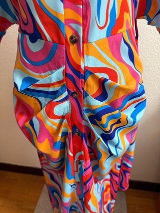 Vestido midi estampado multicolor talla 44