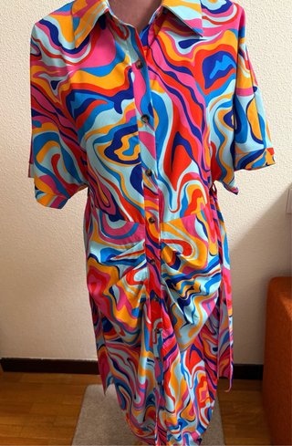 Vestido midi estampado multicolor talla 44