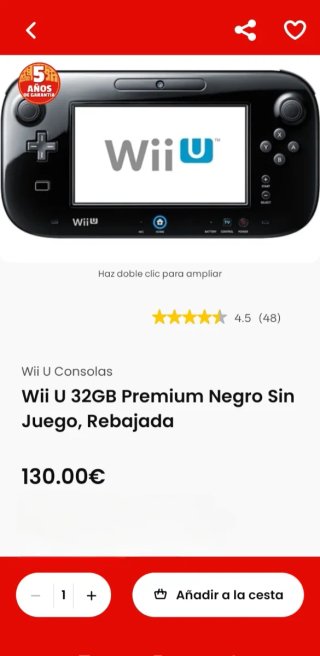 Nintendo Wii U 32GB Nero + 5 Giochi