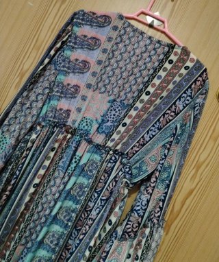 Vestido largo étnico de  seda, talla única