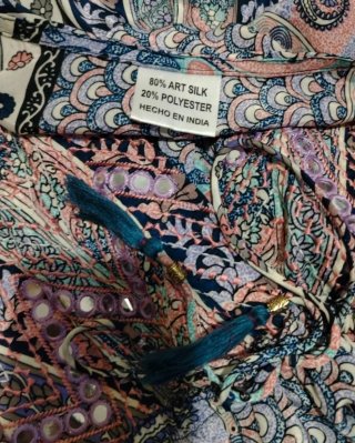Vestido largo étnico de  seda, talla única