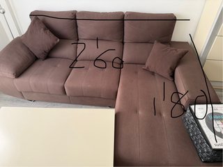 Sofá Chaise Longue Marrón Tela