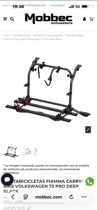 Portabicicletas Fiamma Carry-Bike t5 pro negro