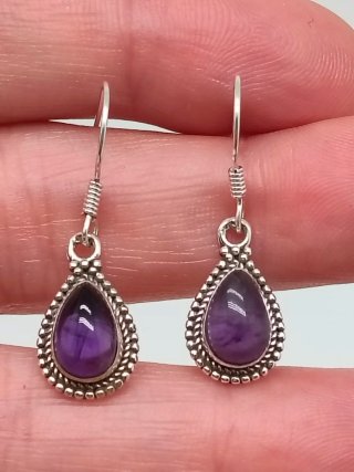 Pendientes Plata 925 y Amatista Gota
