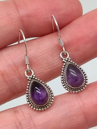 Pendientes Plata 925 y Amatista Gota