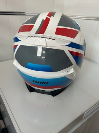 Casco de moto Unik blanco y azul