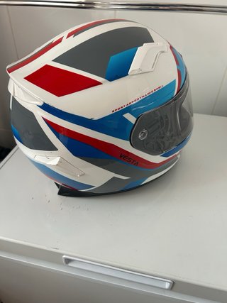 Casco de moto Unik blanco y azul