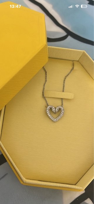 Collar Corazón Brillante Plata