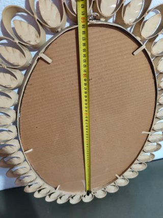 Espejo Flor Sunburst de hierro dorado años 50