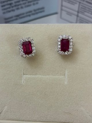 Pendientes Oro Blanco Rubí y Diamantes GEM-TECH