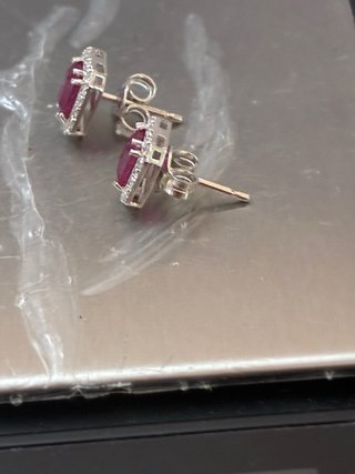 Pendientes Oro Blanco Rubí y Diamantes GEM-TECH