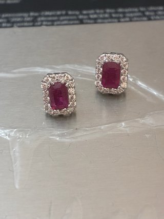 Pendientes Oro Blanco Rubí y Diamantes GEM-TECH