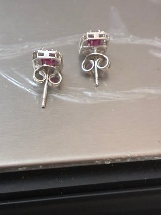 Pendientes Oro Blanco Rubí y Diamantes GEM-TECH