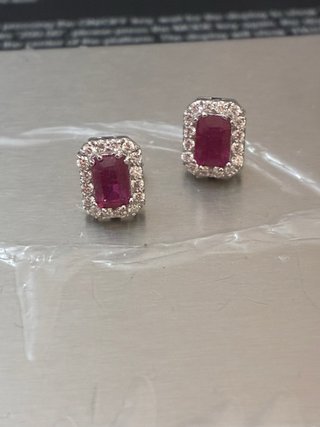 Pendientes Oro Blanco Rubí y Diamantes GEM-TECH