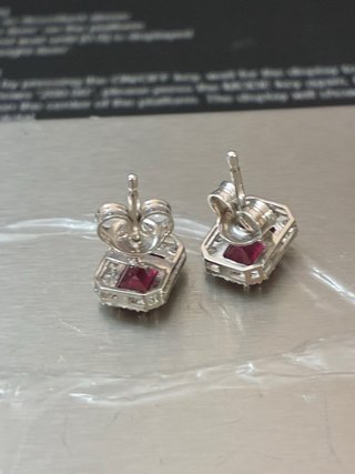 Pendientes Oro Blanco Rubí y Diamantes GEM-TECH