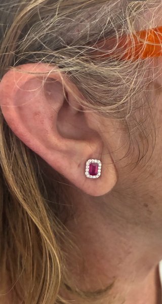 Pendientes Oro Blanco Rubí y Diamantes GEM-TECH