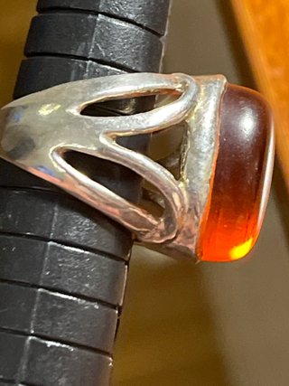 Anello Argento Pietra Corniola Cabochon