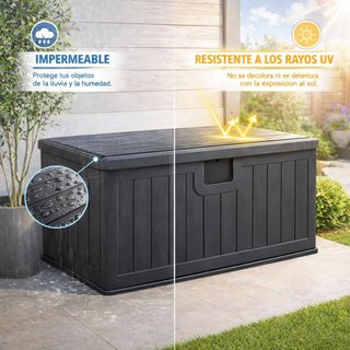 Baúl Almacenaje Exterior Resina Impermeable Negro