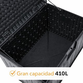 Baúl Almacenaje Exterior Resina Impermeable Negro