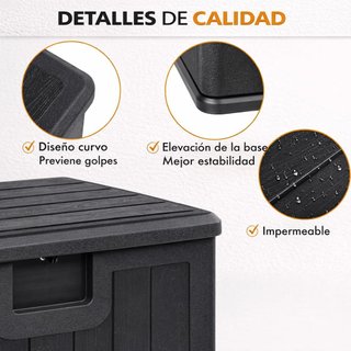 Baúl Almacenaje Exterior Resina Impermeable Negro
