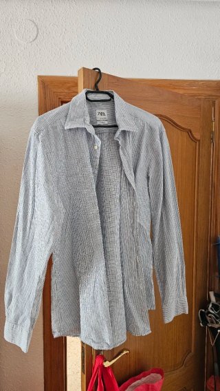 Camisa Zara Rayas Azul y Blanco
