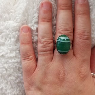Anillo Plata Ágata Verde y Blanca