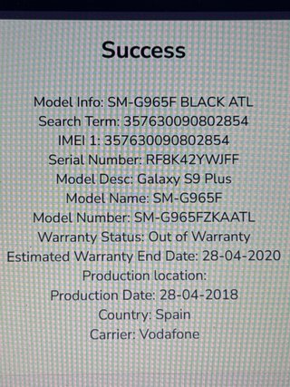 Samsung Galaxy S9 Plus Nero Rotto