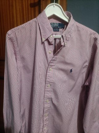 Camisa Polo Ralph Lauren Rayas Rosas Talla L