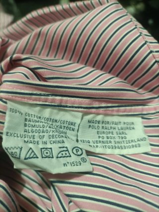 Camisa Polo Ralph Lauren Rayas Rosas Talla L